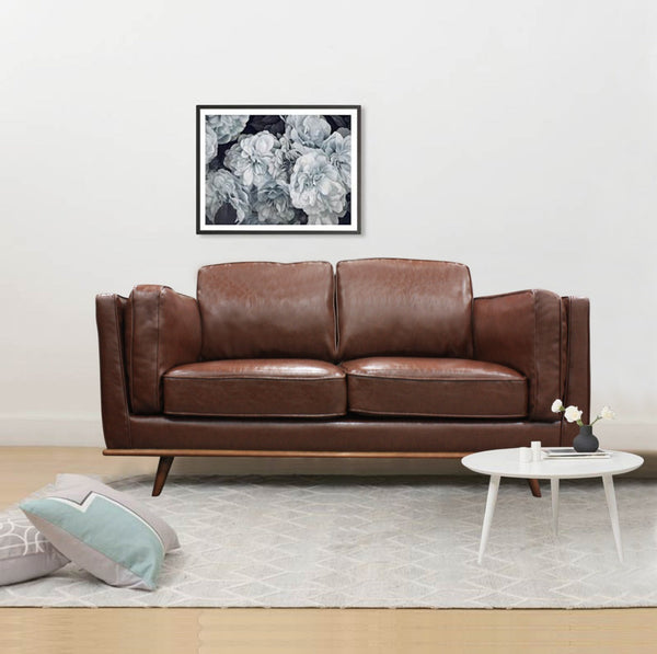 Sofas, Armchairs & Couches 2 Seater Faux Leather Sofa Brown Modern Lounge Set For Living Room Couch With Wooden Frame