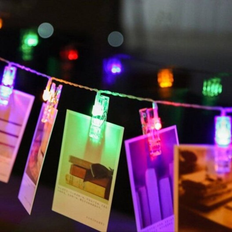 String Lights 2 4 Metet Led Photo Clip Battery Powered For Bedroom Party Wedding Multicolor 2M 20 Leds