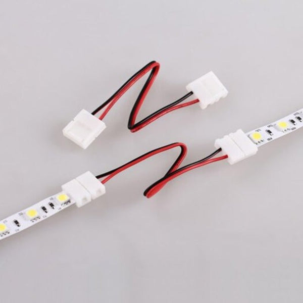 String Lights 2 Pin Solderless Led Light Strip Connector Cable 10Pcs White Mm