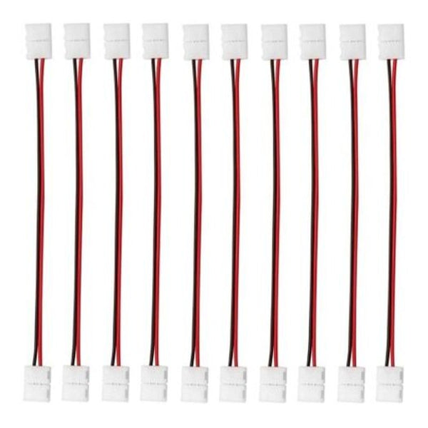 String Lights 2 Pin Solderless Led Light Strip Connector Cable 10Pcs White Mm