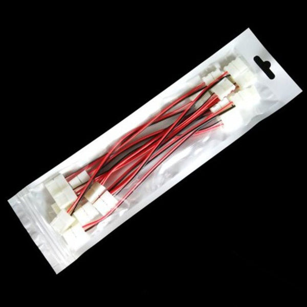 String Lights 2 Pin Solderless Led Light Strip Connector Cable 10Pcs White Mm