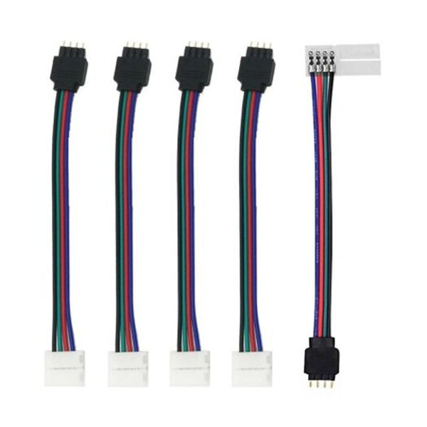 String Lights 5 Pcs Led 5050 Rgb Strip Light Connector 4 Pin Conductor 10 Mm Wide To Solderless Clamp