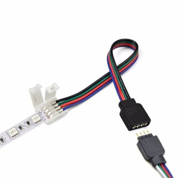 String Lights 5 Pcs Led 5050 Rgb Strip Light Connector 4 Pin Conductor 10 Mm Wide To Solderless Clamp