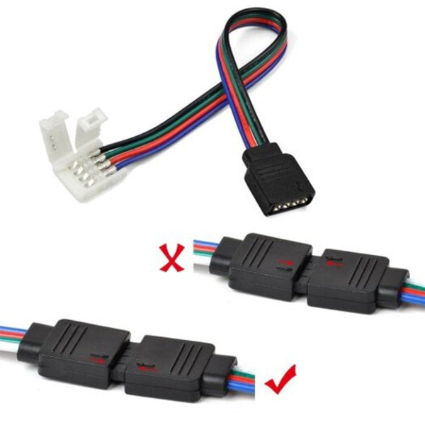 String Lights 5 Pcs Led 5050 Rgb Strip Light Connector 4 Pin Conductor 10 Mm Wide To Solderless Clamp