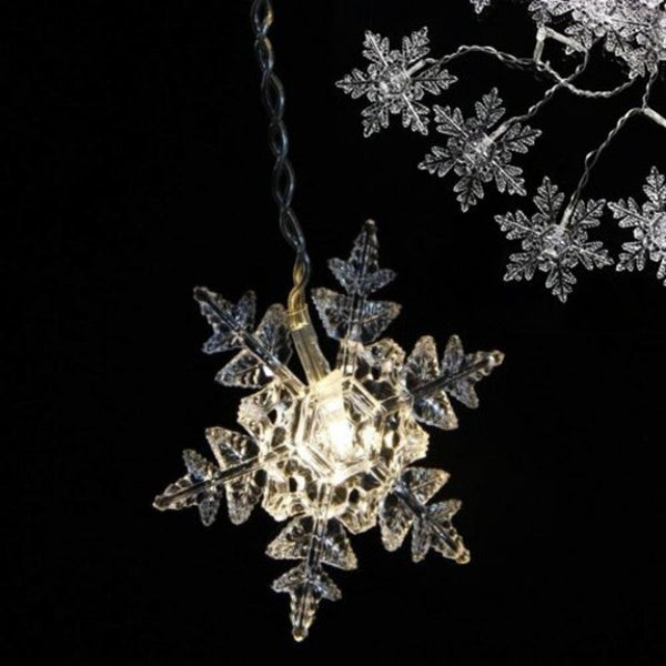 Seasonal Decorations Snowflake Light String Led 5V White Indoor Fairy Lights For Christmas Day Party Decoration 2 Metre 20Pcs Cold 3Aa Battery Case