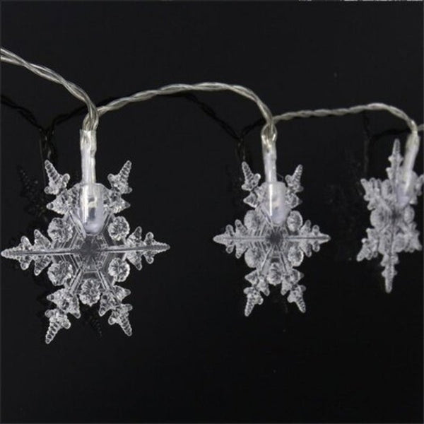 Seasonal Decorations Snowflake Light String Led 5V White Indoor Fairy Lights For Christmas Day Party Decoration 2 Metre 20Pcs Cold 3Aa Battery Case