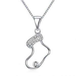 Necklaces & Pendants Zircon Christmas Necklace In The Shape Of Socks Silver