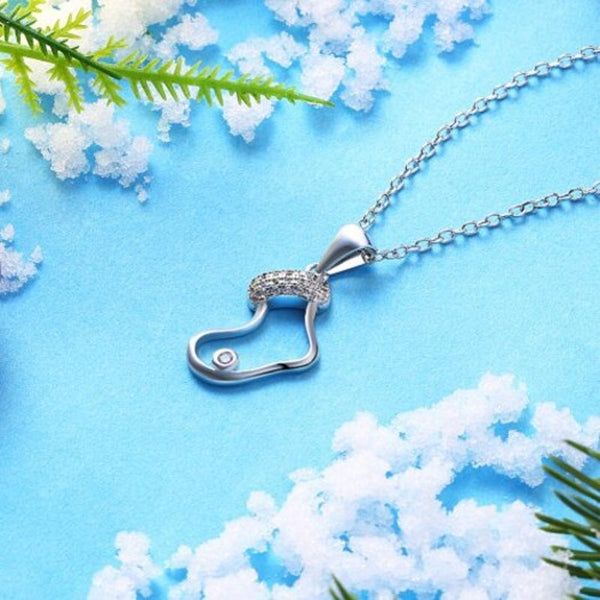 Necklaces & Pendants Zircon Christmas Necklace In The Shape Of Socks Silver