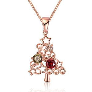 Necklaces & Pendants Zircon Christmas Tree Star Colorful Zirconium Necklace Rose Gold