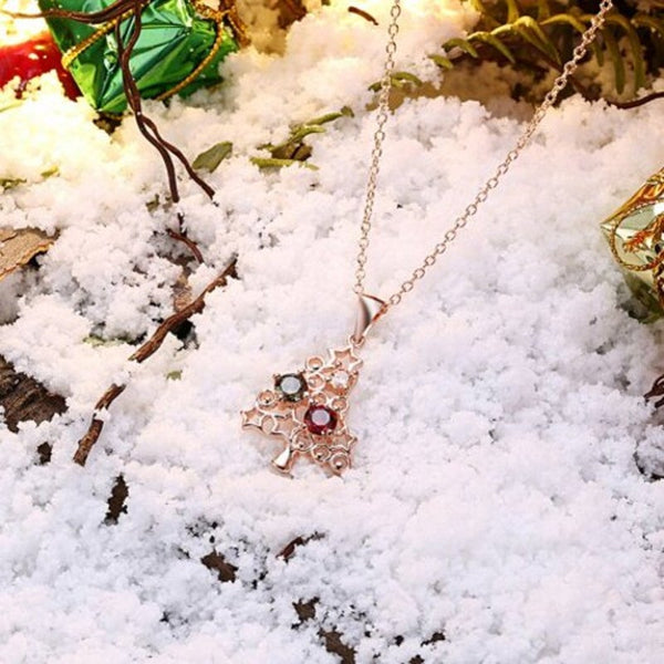 Zircon Christmas Tree Star Colorful Zirconium Necklace Rose Gold