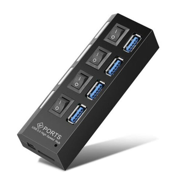 USB Cables, Hubs & Adapters Zx 4U001b Four Port Usb Hub With Independent Switches Black