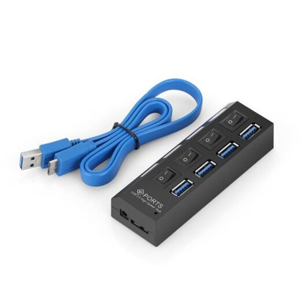 USB Cables, Hubs & Adapters Zx 4U001b Four Port Usb Hub With Independent Switches Black